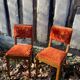 Pair of 1960 1970 chairs in wood and fur / vintage seat signed TAB