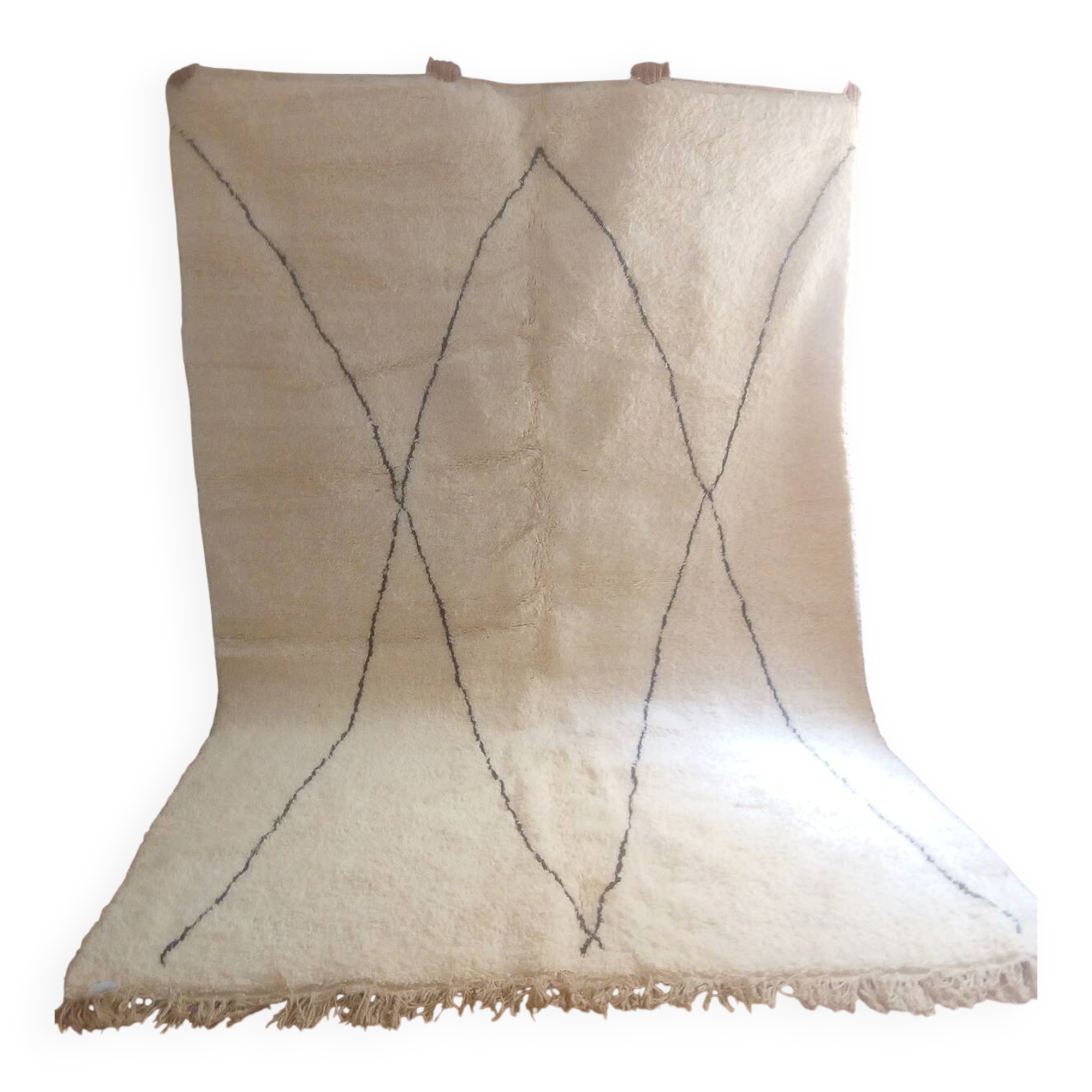 Tapis marocain Beni Ouarain tissé main - motif losanges - laine - 316 x 205 cm
