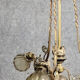 Large Napoleon III period chandelier in bronze and gilt brass
