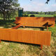 Vintage double double bed Exotic wood built-in hanging bedside tables