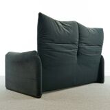 Maralunga 2seater sofa in dark grey striped fabrics by Vico Magistretti for Cassina
