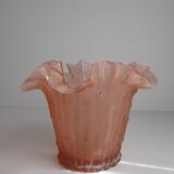 Pink frosted glass vase