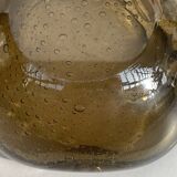 Cendrier en verre bulle ambré – design vintage années 60