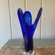 Murano style cobalt blue blown glass vase