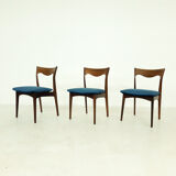 Set of 3 roseood "AWA"dining chairs, the Netherlands 1950's