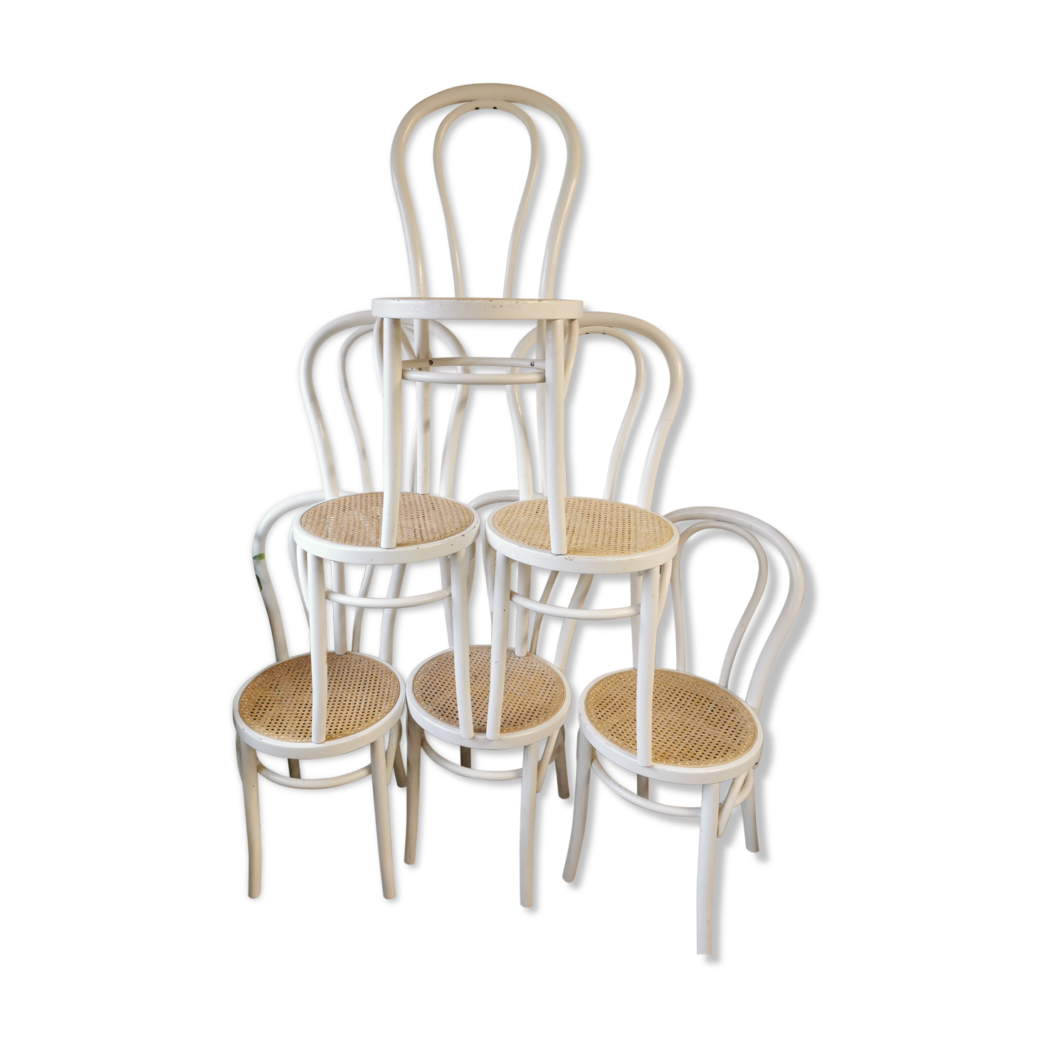 Suite of 6 canned bistro chairs