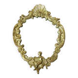 Miroir en bronze doré avec ornement anges