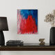 Abstract table red blue pink 46x38 cm painting signed