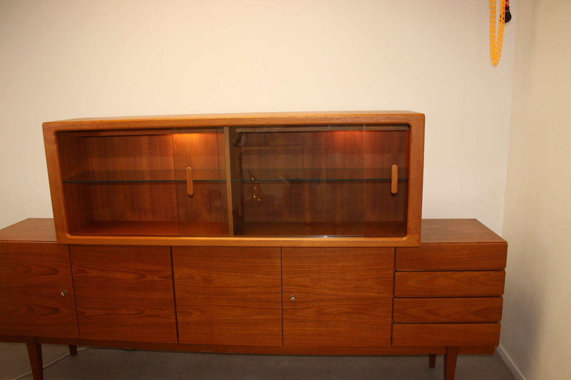 johannes Andersen teak lighted display cabine For Silkeborg Denmark