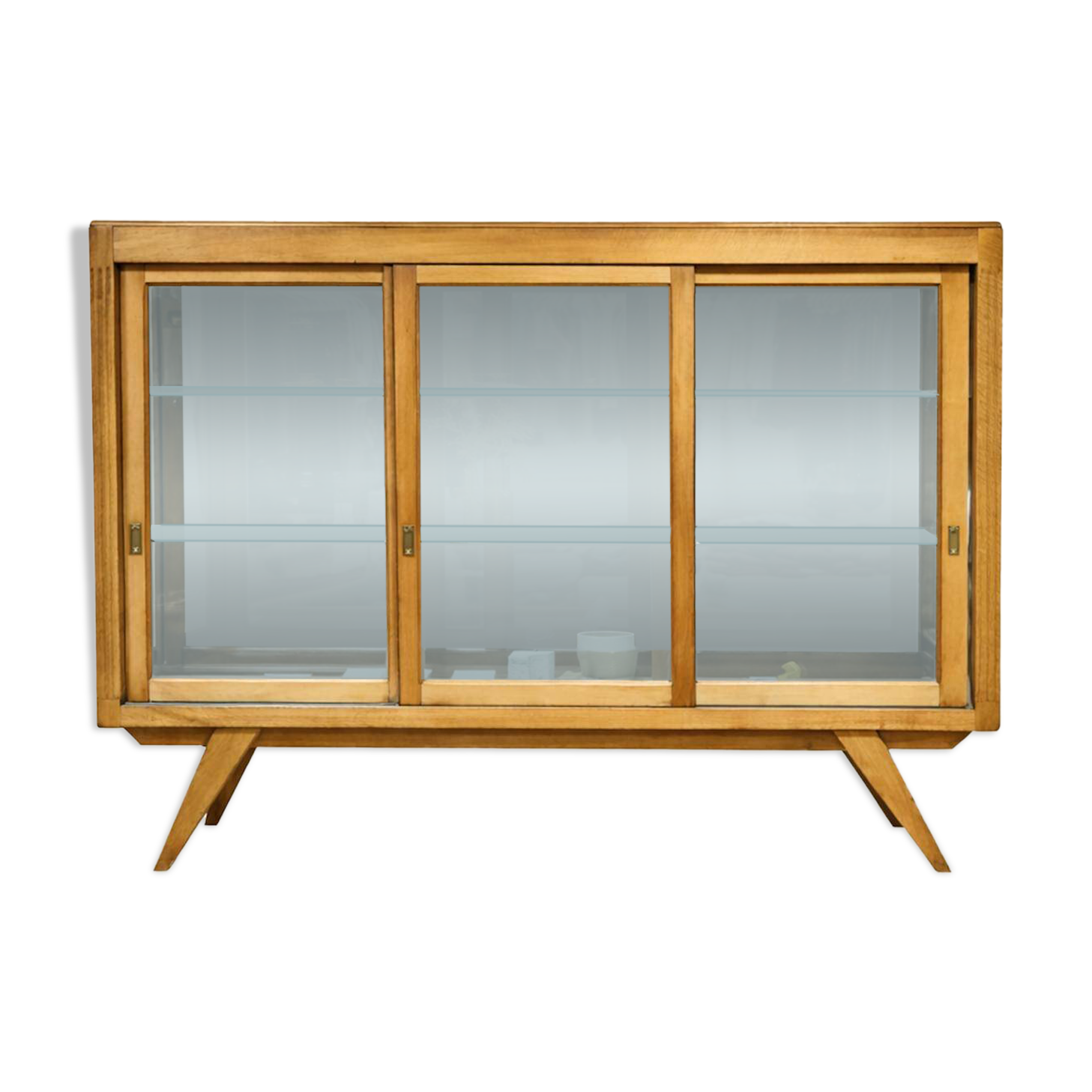Vintage wooden display cabinet - Scandinavian style