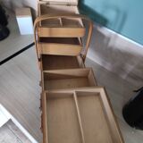 Sewing box worker wood feet compass vintage Scandinavian style