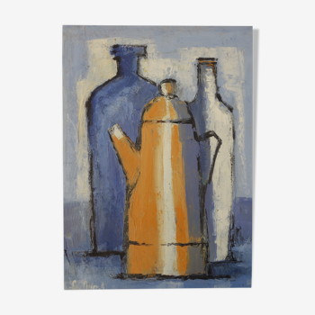 Composition at the coffee maker, oil painting