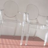 Two Starck chairs transparent model Louis Ghost