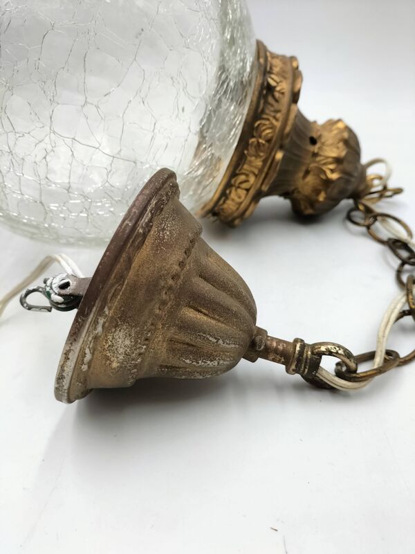Suspension boule en verre craquelé