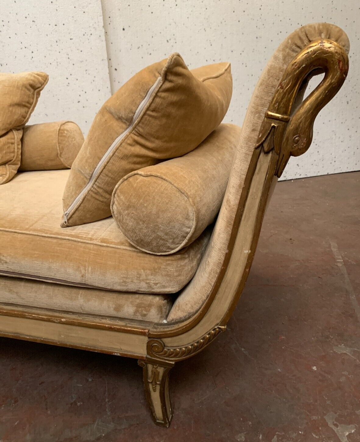 Empire style daybed in patinated and gilded wood XX century