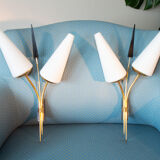 Pair of double reed sconces, 1960