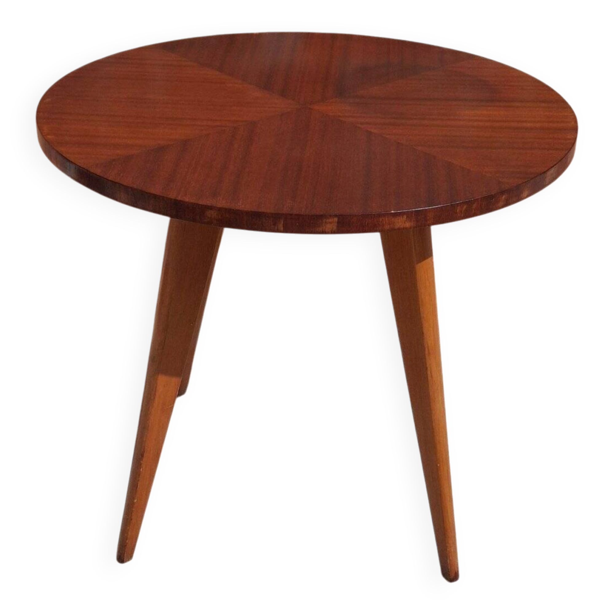 Vintage Scandinavian coffee table, tapered legs and marquetry, 1960s.