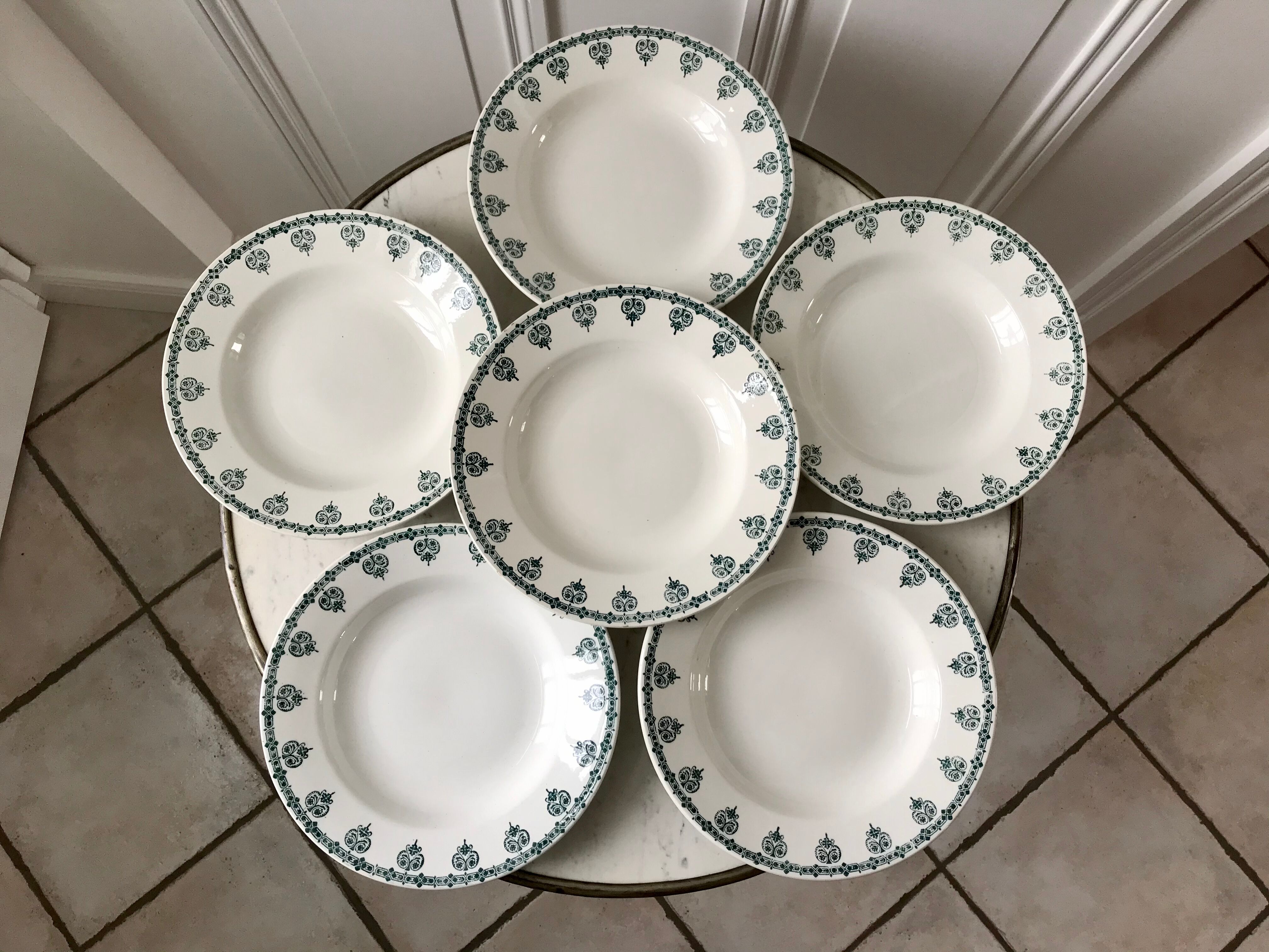 lot of 6 hollow plates Terre de Fer Saint-Amand late nineteenth