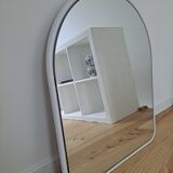 Arch mirror in white tubular steel frame from the 80s
