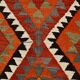 Tapis Kilim tribal rouge et orange fait main