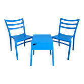 Vintage blue set – 2 chairs and matching side table