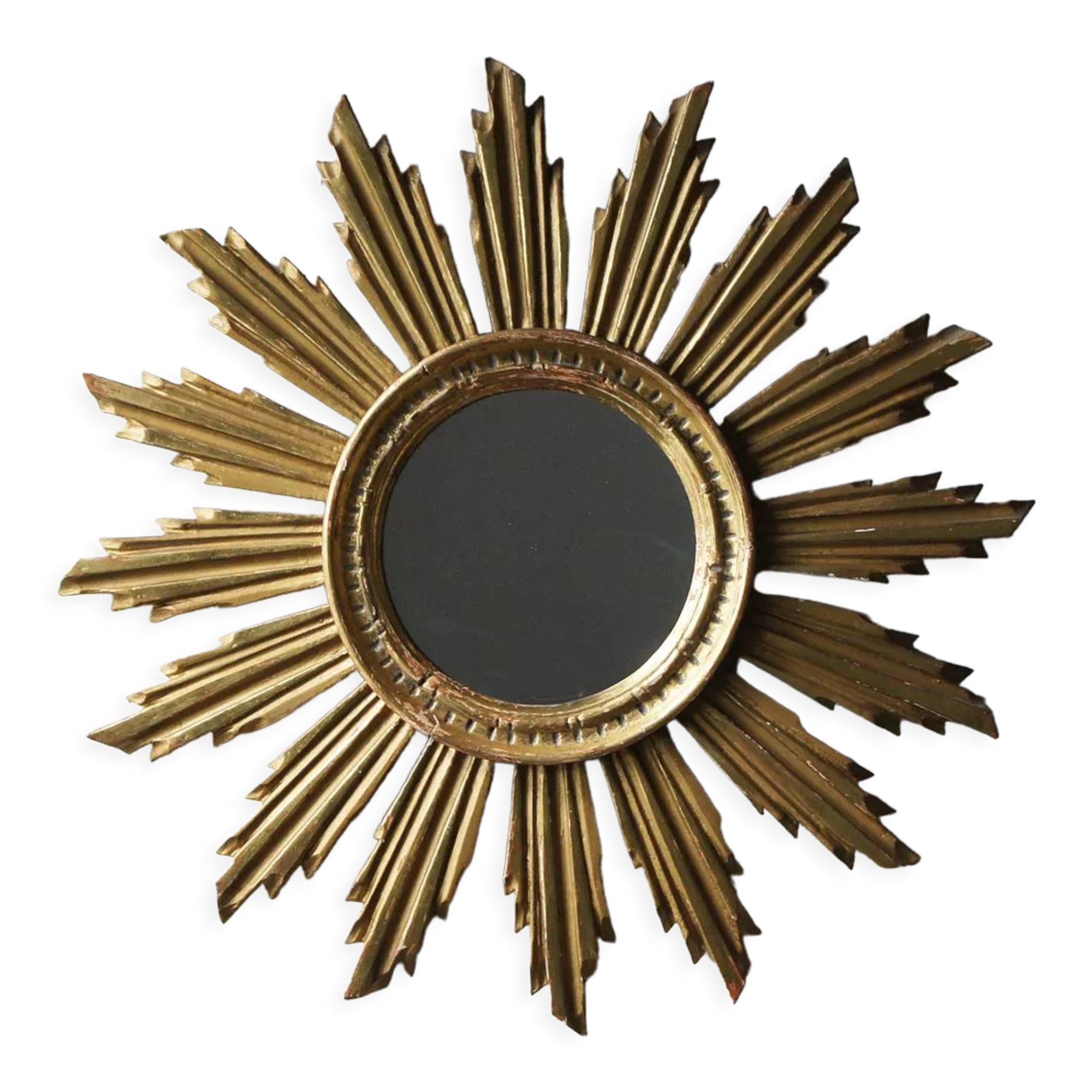 Mid-century sun mirror in wood
