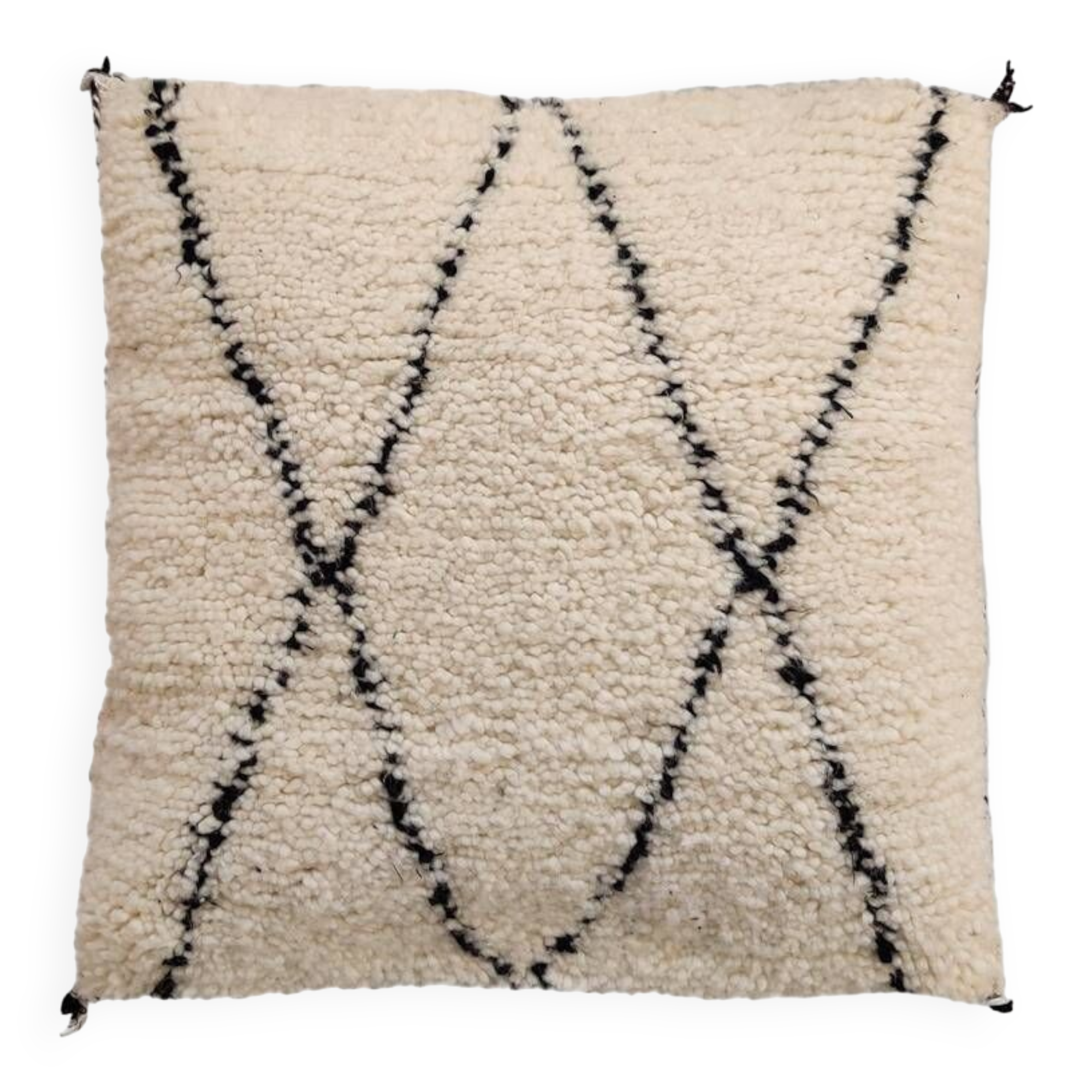 Coussin Marocain en laine noir et blanc 55x55cm