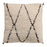 Moroccan cushion in black and white wool 55x55cm
