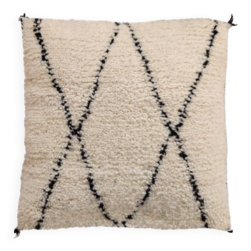 Moroccan cushion in black and white wool 55x55cm