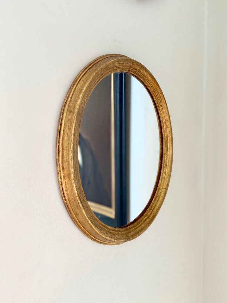 Gilded oval mirror 35 x 28 cm