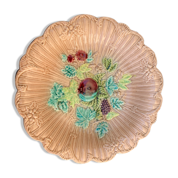 Plate, barbotine bowl, old fruit model, art deco and collector
