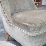 Paire de fauteuils velours anciens