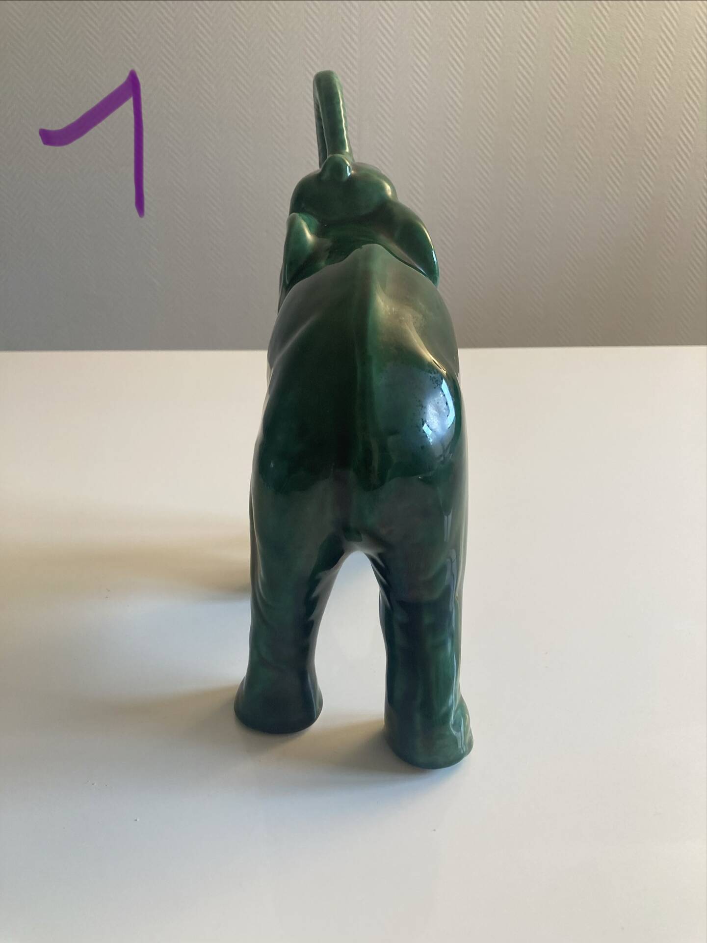 Pair of marbled faience elephants from Saint Clément