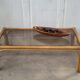 Rattan coffee table and smoked glass, from the 70s