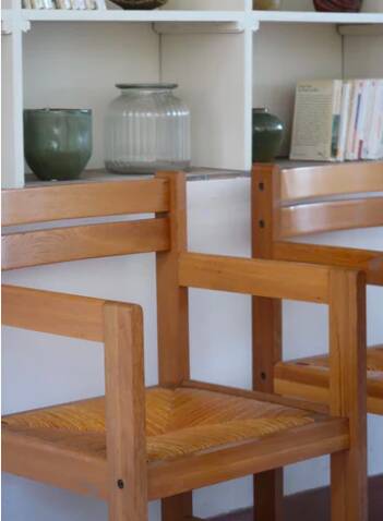 Vintage straw armchair