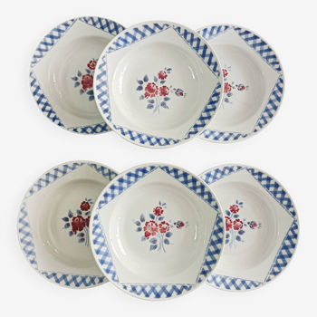 Set of 6 Lunéville K&G soup plates, Henri decor