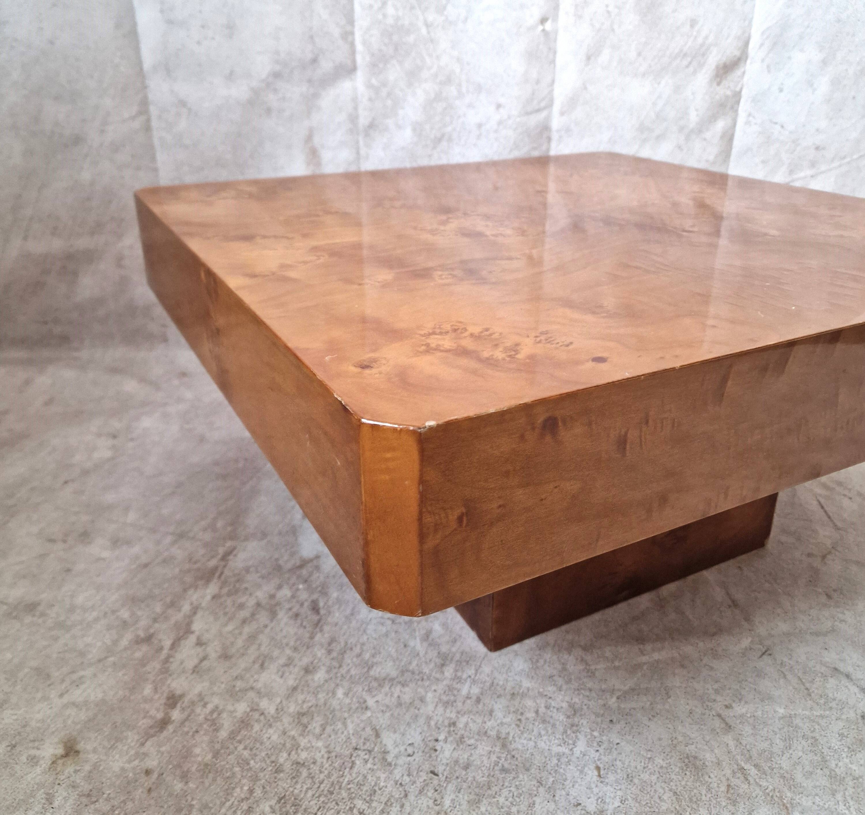 square elm burl coffee table