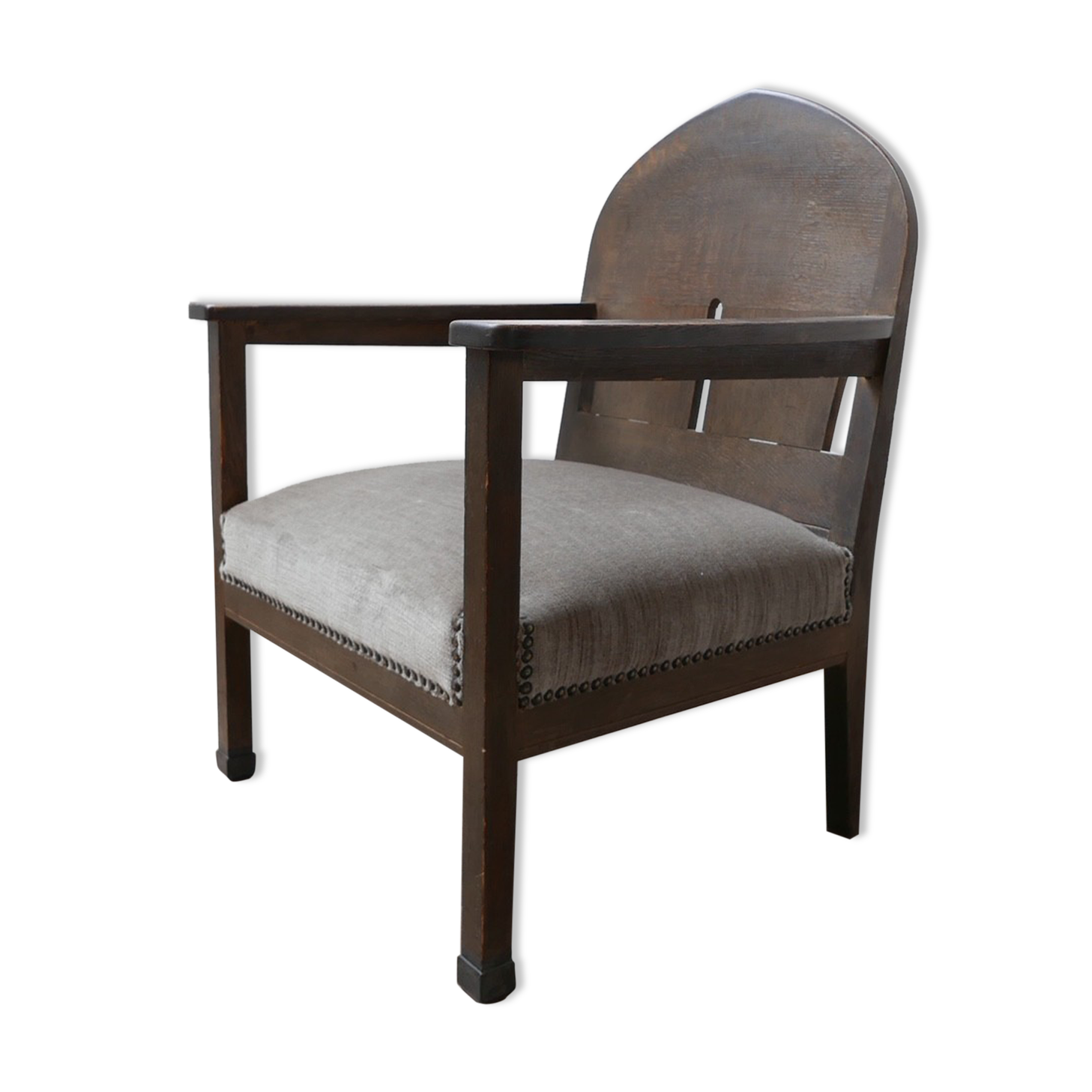 Antique Art Deco Oval Back Amsterdam School Armchair