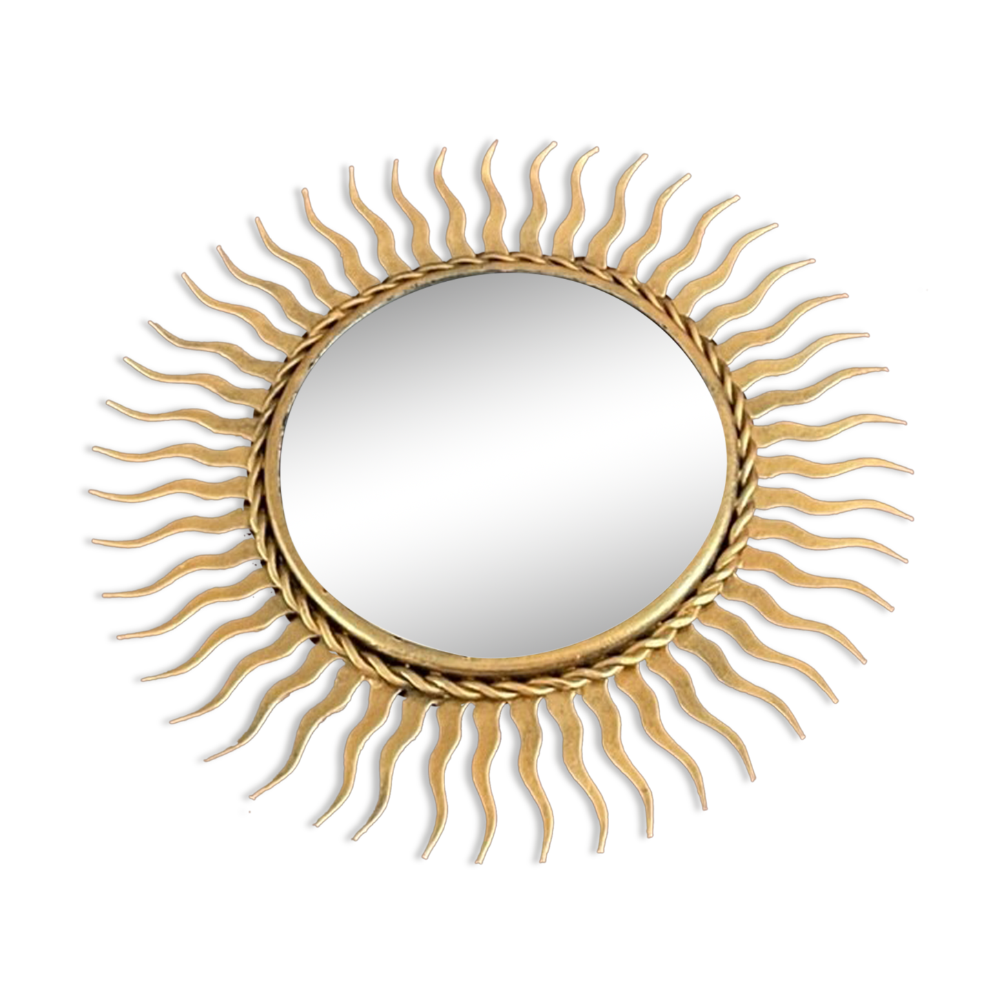 Sun mirror in gold metal 1950  21cm