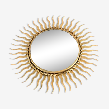 Sun mirror in gold metal 1950  21cm