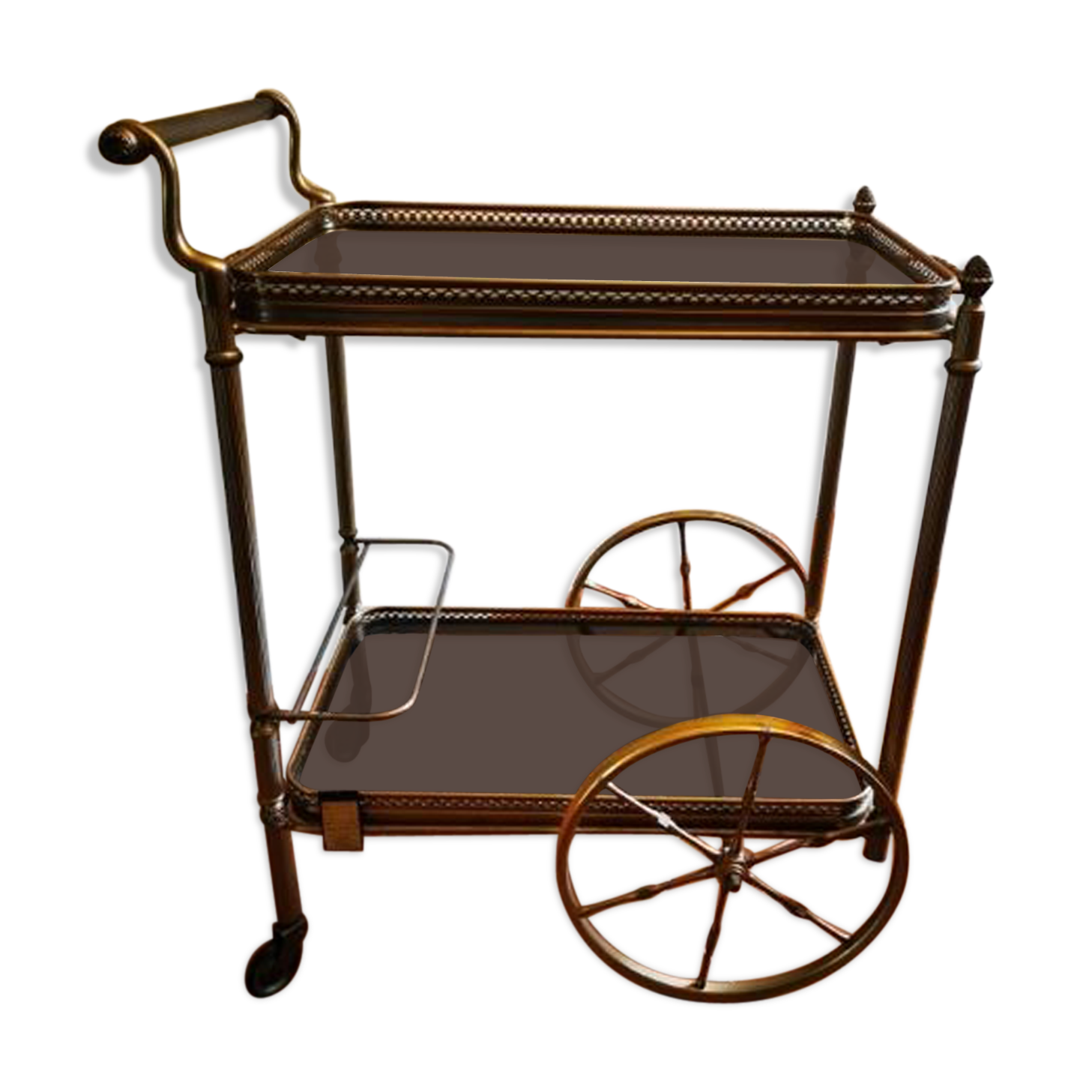 Golden metal serving trolley