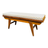 Oak bench with custom cushion