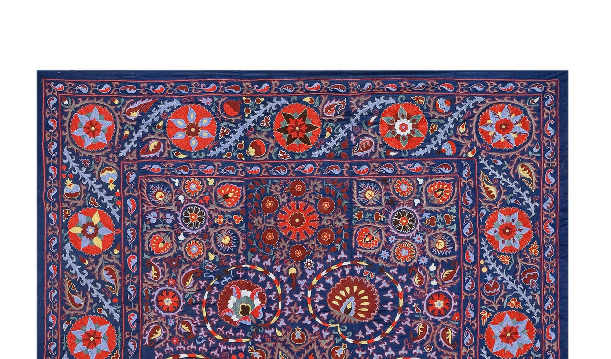 Vintage hand-embroidered tribal tapestry 245x303 cm