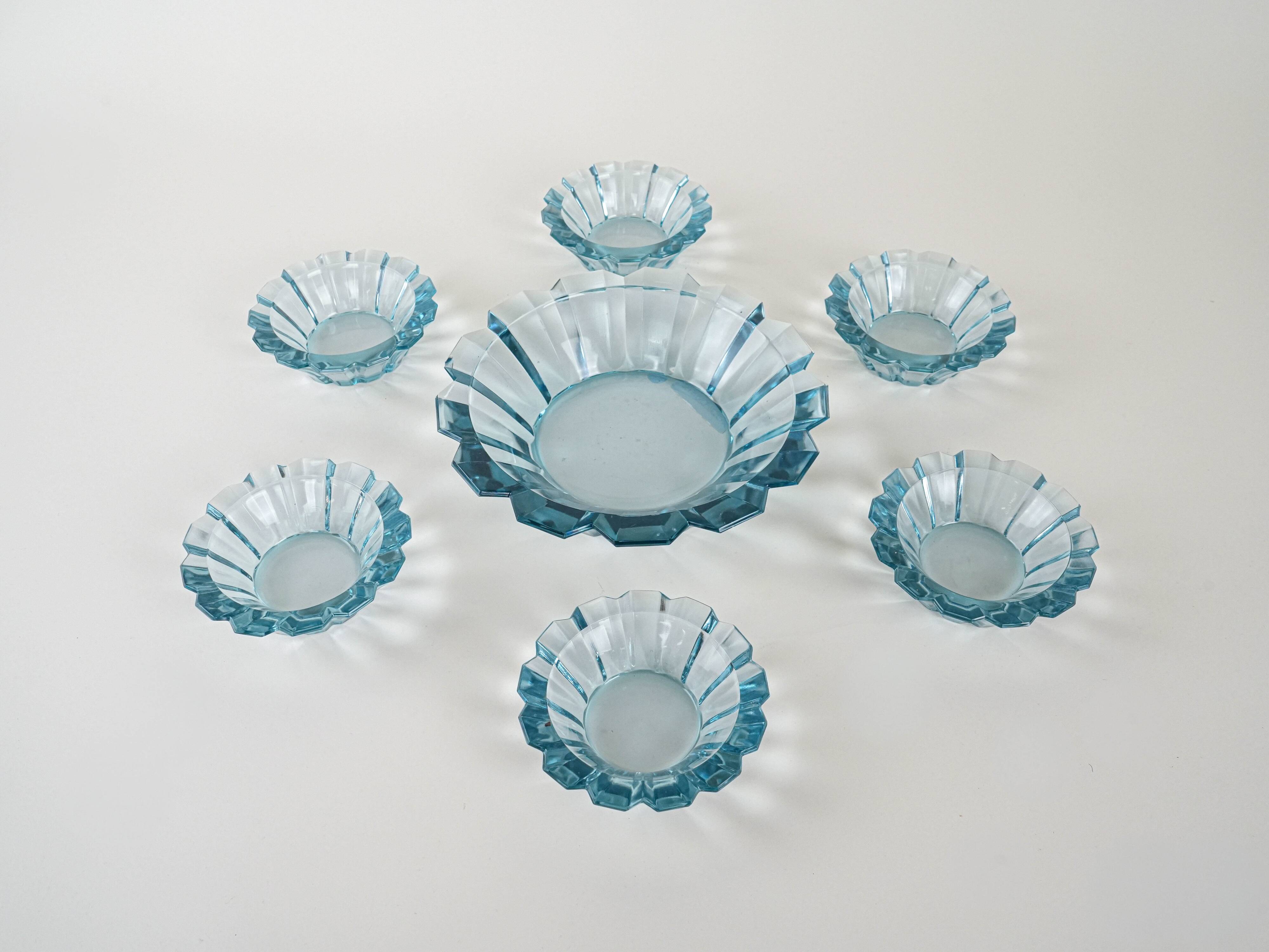 Set of glass bowls, Italian design, 1970s, made in Italy