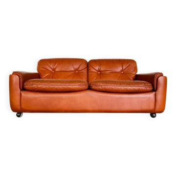 Canapé 2 places vintage danois en cuir cognac du milieu du siècle par Sigurd Resell