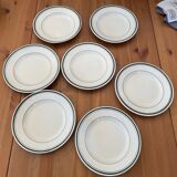 7 assiettes plates liserés vert sapin Moulin des loups