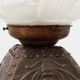Art Nouveau floorlamp in hammered copper with frosted glass hood, Belgium