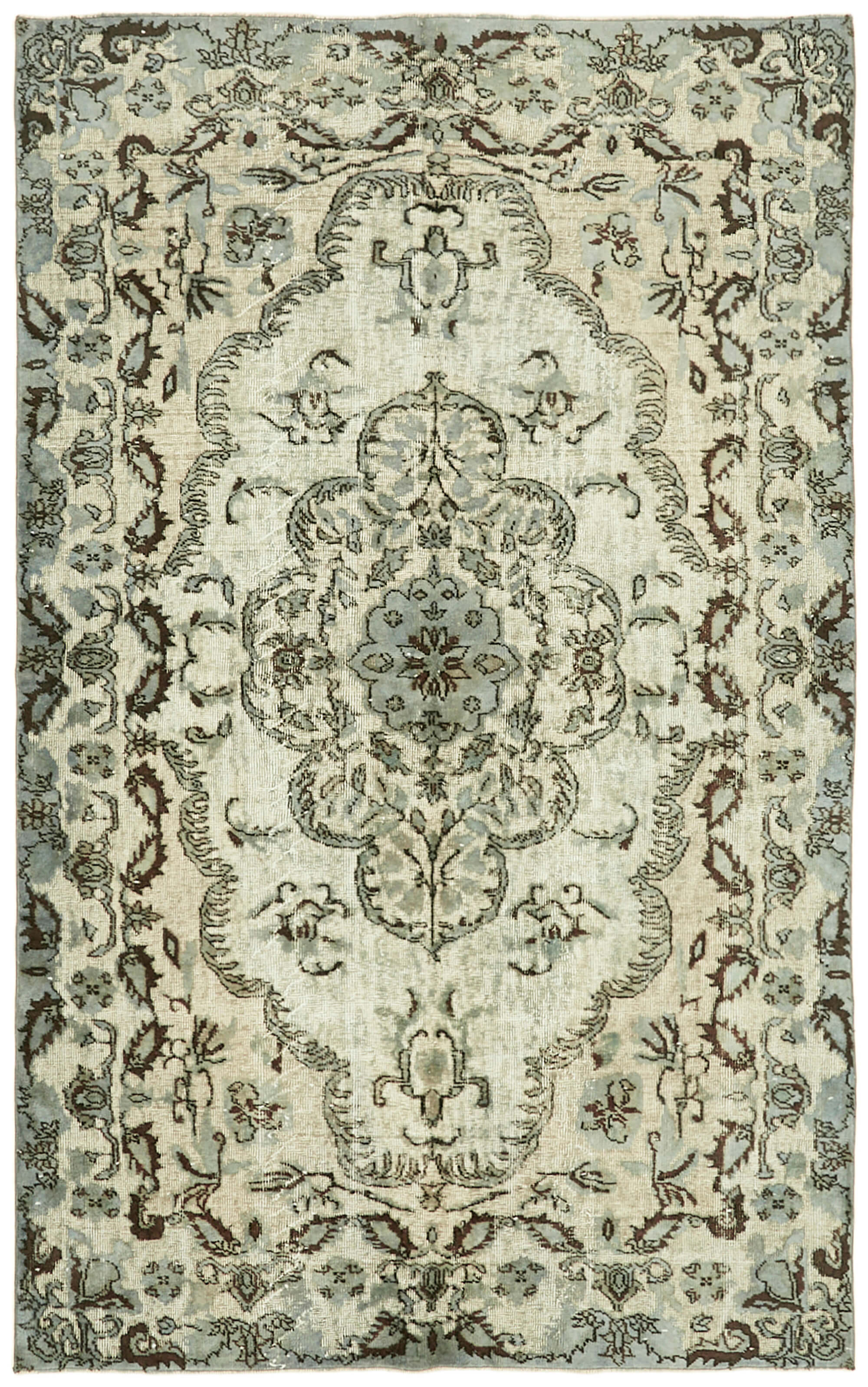 Hand-Knotted Vintage Oriental 1980s 170 cm x 267 cm Grey Rug
