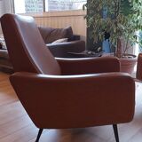 2 armchairs vintage 70s skai brown - beka