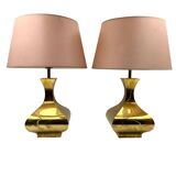 Hollywood regency set of 2 table lamps mod. Piramide, High Society Italy 70